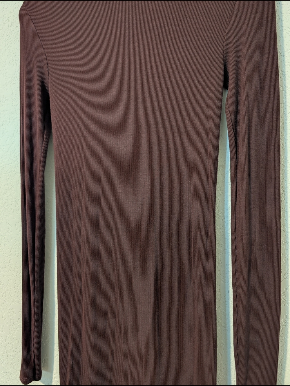 Enza Costa Burgundy Ribbed Viscose Silk Turtleneck Slim Bodycon Mini Dress SM - Picture 8 of 10